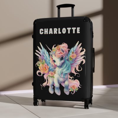 Unicorn Custom Name Suitcase - Personalized travel in style.