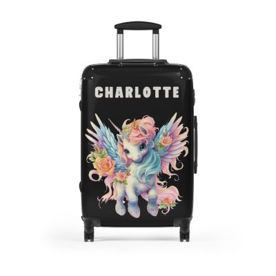 Unicorn Custom Name Suitcase - Personalized travel in style.