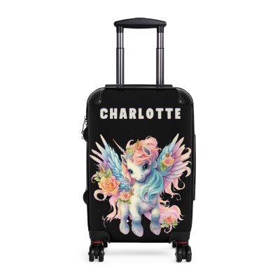 Unicorn Custom Name Suitcase - Personalized travel in style.