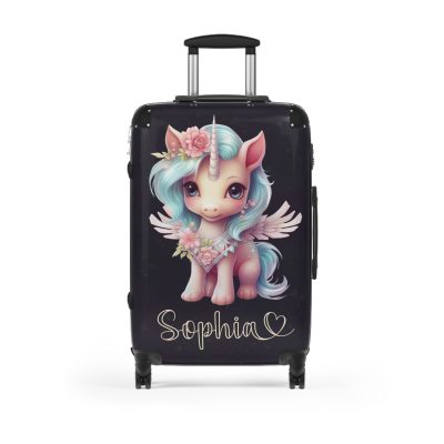 Unicorn Custom Name Suitcase - Personalized travel in style.