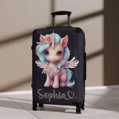 Unicorn Custom Name Suitcase - Personalized travel in style.