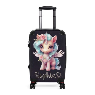 Unicorn Custom Name Suitcase - Personalized travel in style.