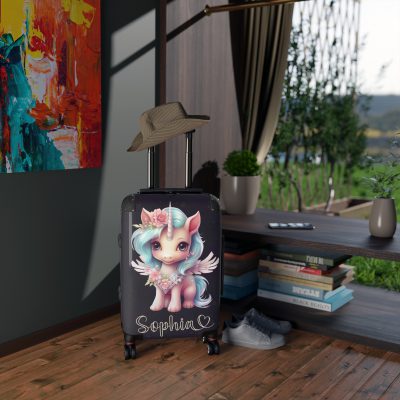 Unicorn Custom Name Suitcase - Personalized travel in style.