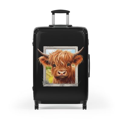 Highland Cow Suitcase - A stylish luggage featuring a charming cow design, perfect for travelers who want to bring a touch of whimsy to their journeys.