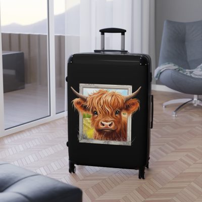 Highland Cow Suitcase - A stylish luggage featuring a charming cow design, perfect for travelers who want to bring a touch of whimsy to their journeys.