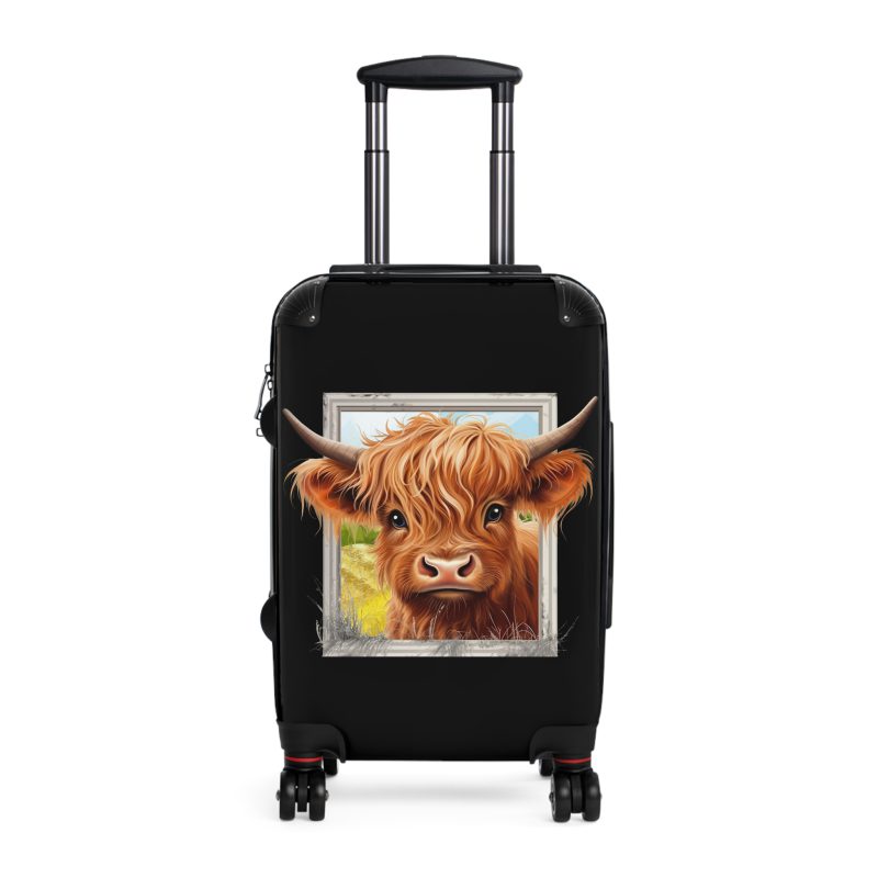 Highland Cow Suitcase - A stylish luggage featuring a charming cow design, perfect for travelers who want to bring a touch of whimsy to their journeys.