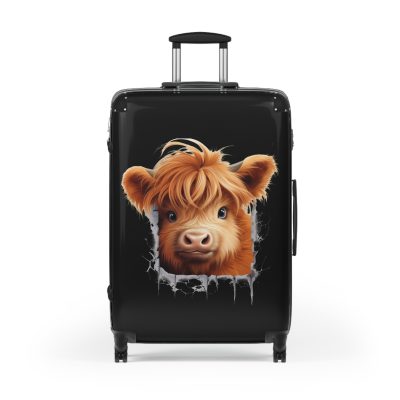 Highland Cow Suitcase - A stylish luggage featuring a charming cow design, perfect for travelers who want to bring a touch of whimsy to their journeys.