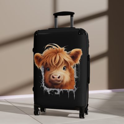 Highland Cow Suitcase - A stylish luggage featuring a charming cow design, perfect for travelers who want to bring a touch of whimsy to their journeys.