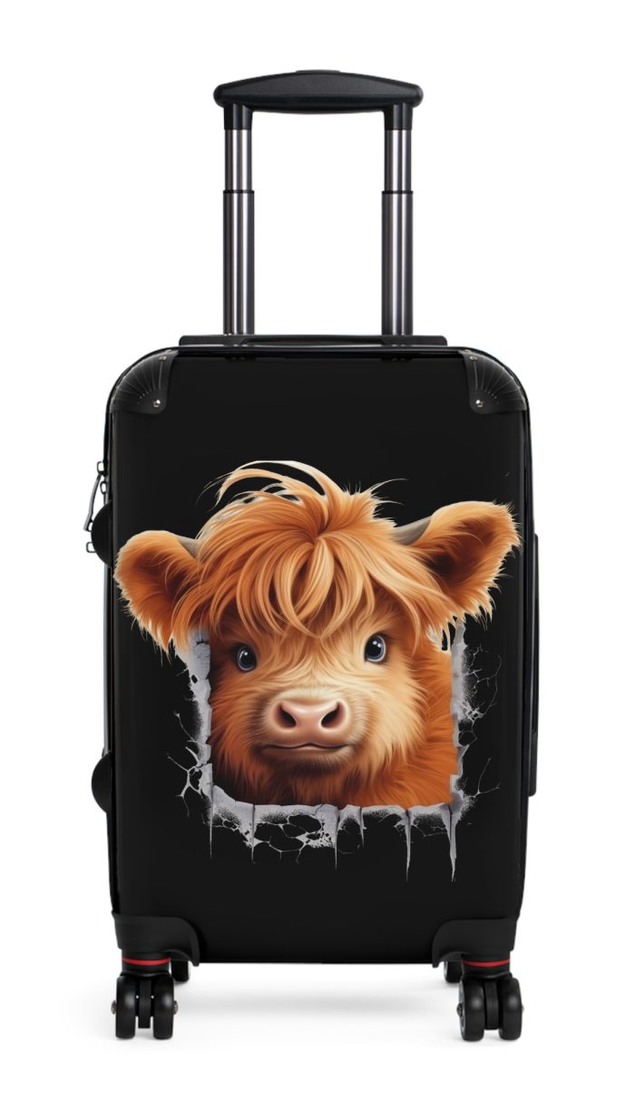 Highland Cow Suitcase - A stylish luggage featuring a charming cow design, perfect for travelers who want to bring a touch of whimsy to their journeys.