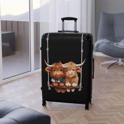 Highland Cow Suitcase - A stylish luggage featuring a charming cow design, perfect for travelers who want to bring a touch of whimsy to their journeys.