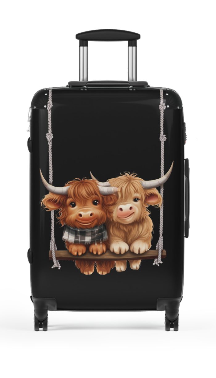 Highland Cow Suitcase - A stylish luggage featuring a charming cow design, perfect for travelers who want to bring a touch of whimsy to their journeys.