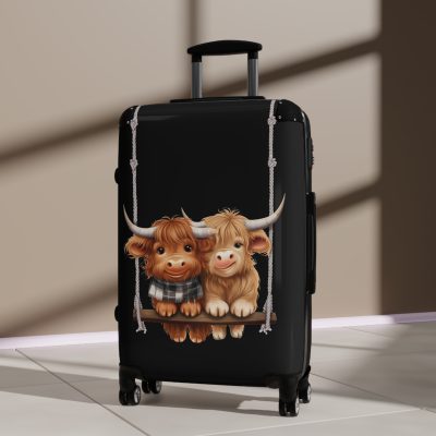 Highland Cow Suitcase - A stylish luggage featuring a charming cow design, perfect for travelers who want to bring a touch of whimsy to their journeys.