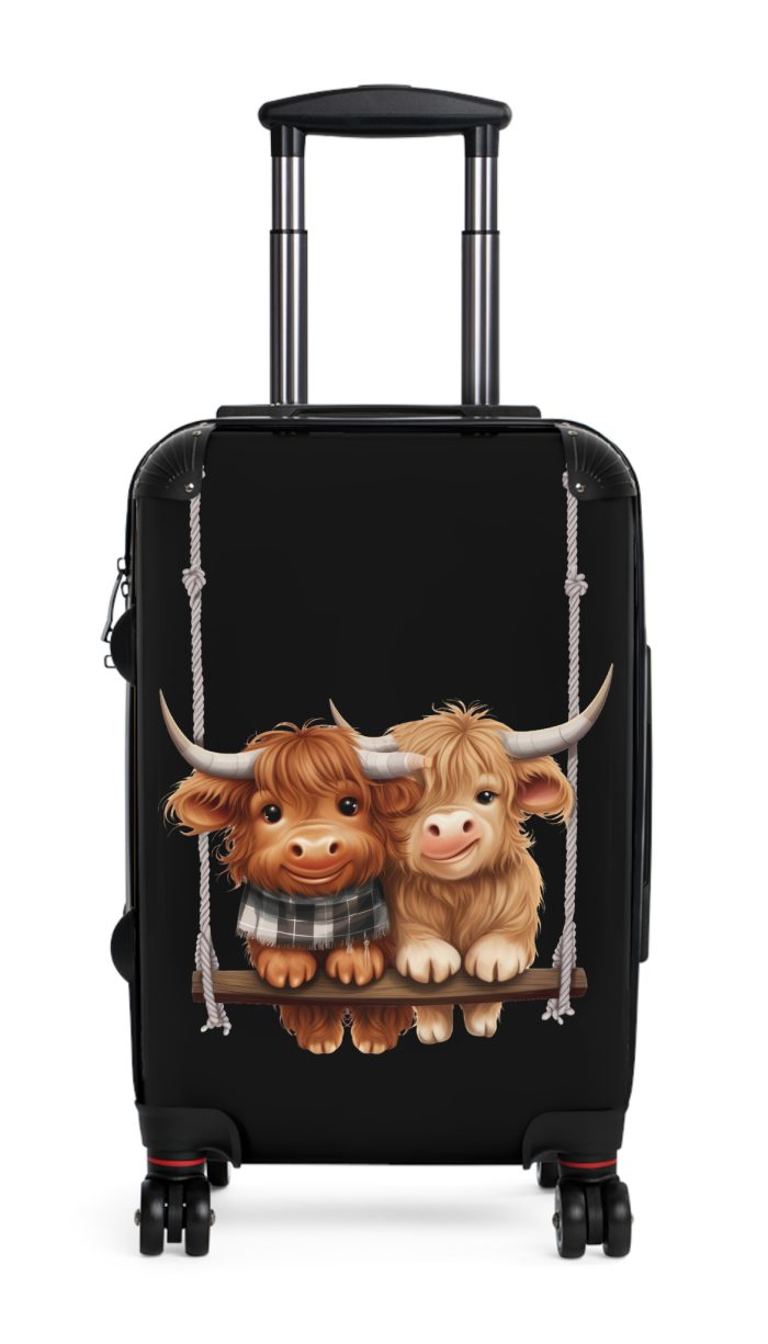 Highland Cow Suitcase - A stylish luggage featuring a charming cow design, perfect for travelers who want to bring a touch of whimsy to their journeys.