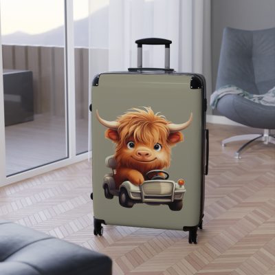 Highland Cow Suitcase - A stylish luggage featuring a charming cow design, perfect for travelers who want to bring a touch of whimsy to their journeys.