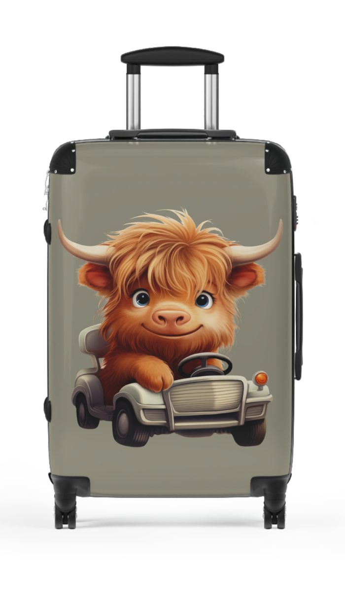 Highland Cow Suitcase - A stylish luggage featuring a charming cow design, perfect for travelers who want to bring a touch of whimsy to their journeys.