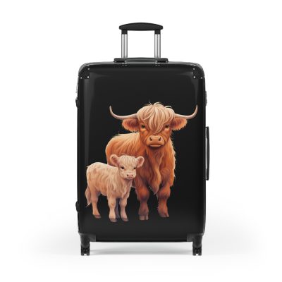 Highland Cow Suitcase - A stylish luggage featuring a charming cow design, perfect for travelers who want to bring a touch of whimsy to their journeys.