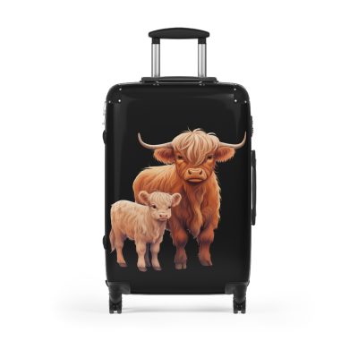 Highland Cow Suitcase - A stylish luggage featuring a charming cow design, perfect for travelers who want to bring a touch of whimsy to their journeys.