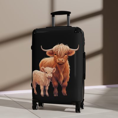 Highland Cow Suitcase - A stylish luggage featuring a charming cow design, perfect for travelers who want to bring a touch of whimsy to their journeys.