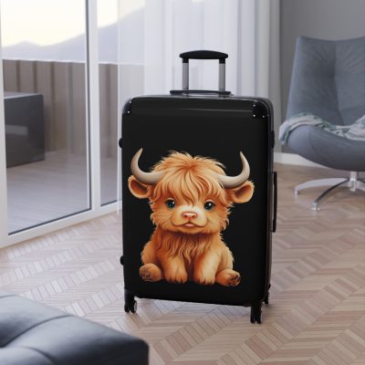 Highland Cow Suitcase - A stylish luggage featuring a charming cow design, perfect for travelers who want to bring a touch of whimsy to their journeys.