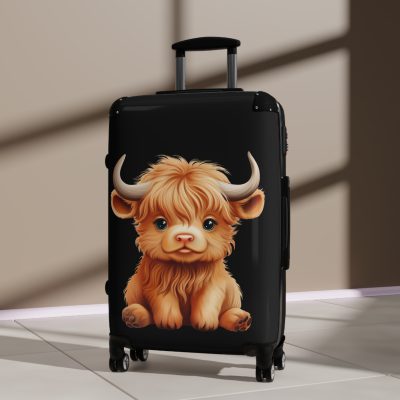 Highland Cow Suitcase - A stylish luggage featuring a charming cow design, perfect for travelers who want to bring a touch of whimsy to their journeys.