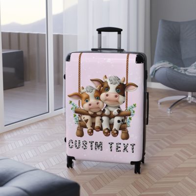 Custom Highland Cow Suitcase - A personalized luggage adorned with a unique cow-themed design, perfect for travelers who want to add a touch of individuality to their journeys.