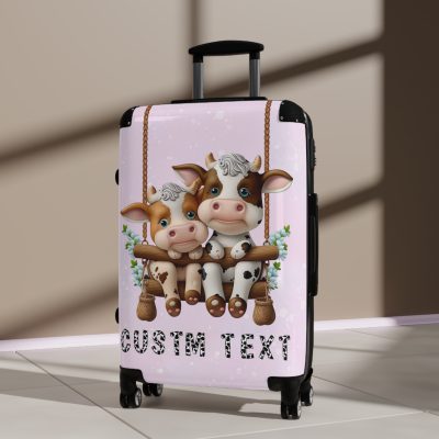 Custom Highland Cow Suitcase - A personalized luggage adorned with a unique cow-themed design, perfect for travelers who want to add a touch of individuality to their journeys.