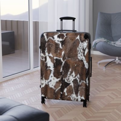 Cowhide Suitcase - A stylish luggage featuring a chic cowhide design, perfect for travelers who want to add a touch of luxury to their journeys