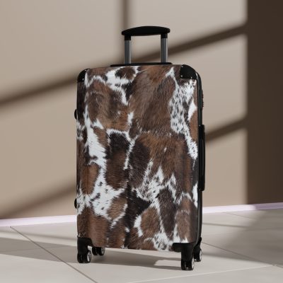 Cowhide Suitcase - A stylish luggage featuring a chic cowhide design, perfect for travelers who want to add a touch of luxury to their journeys