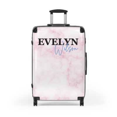 Custom Name Marble Suitcase - Elegant, personalized luggage.