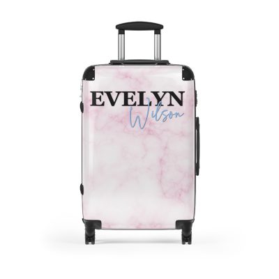 Custom Name Marble Suitcase - Elegant, personalized luggage.