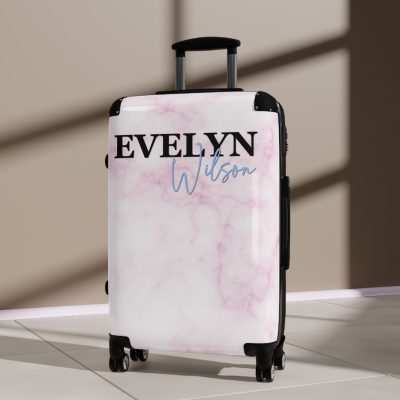 Custom Name Marble Suitcase - Elegant, personalized luggage.