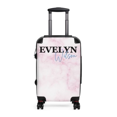 Custom Name Marble Suitcase - Elegant, personalized luggage.