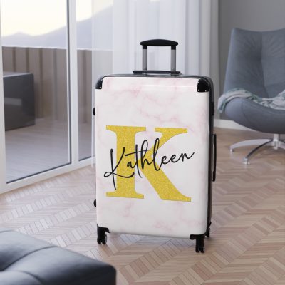 Personalized Marble Suitcase - A touch of elegance for your travels.