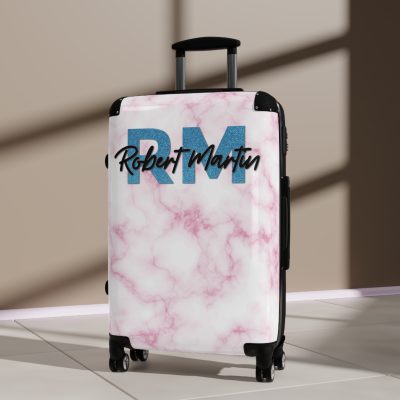 Marble Custom Suitcase - A chic suitcase with a personalized marble pattern, showcasing elegance and uniqueness.