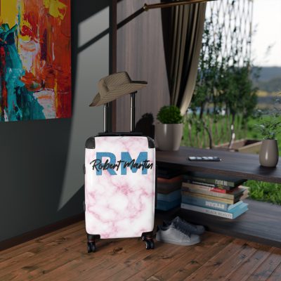 Marble Custom Suitcase - A chic suitcase with a personalized marble pattern, showcasing elegance and uniqueness.