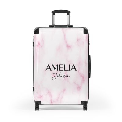 Custom Name Marble Suitcase - Personalized Travel Luggage with Elegant Marble Design