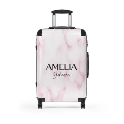 Custom Name Marble Suitcase - Personalized Travel Luggage with Elegant Marble Design