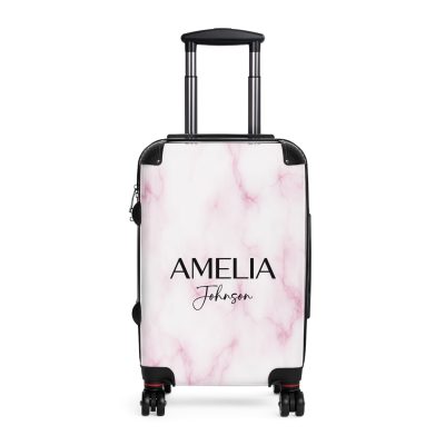 Custom Name Marble Suitcase - Personalized Travel Luggage with Elegant Marble Design.