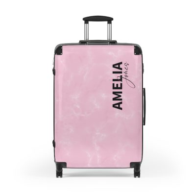 Custom Name Marble Suitcase - Personalized Travel Luggage with Elegant Marble Design.