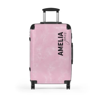 Custom Name Marble Suitcase - Personalized Travel Luggage with Elegant Marble Design.