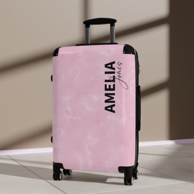 Custom Name Marble Suitcase - Personalized Travel Luggage with Elegant Marble Design.