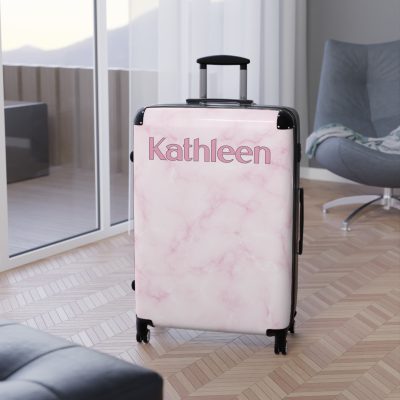 Personalized Name Marble Suitcase - Custom Travel Luggage with Elegant Marble Design and Your Name