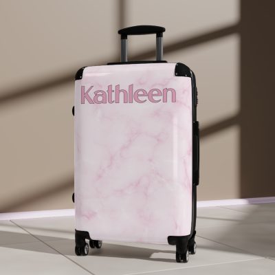 Personalized Name Marble Suitcase - Custom Travel Luggage with Elegant Marble Design and Your Name