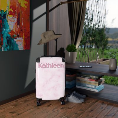 Personalized Name Marble Suitcase - Custom Travel Luggage with Elegant Marble Design and Your Name