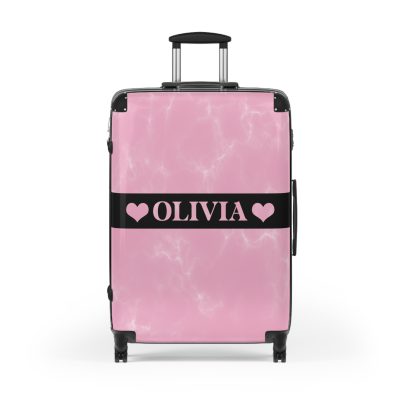 Personalized Name Marble Suitcase - Custom Travel Luggage with Elegant Marble Design and Your Name