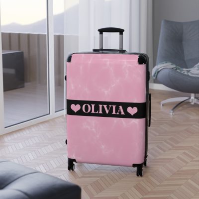 Personalized Name Marble Suitcase - Custom Travel Luggage with Elegant Marble Design and Your Name