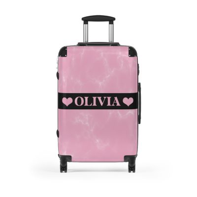 Personalized Name Marble Suitcase - Custom Travel Luggage with Elegant Marble Design and Your Name