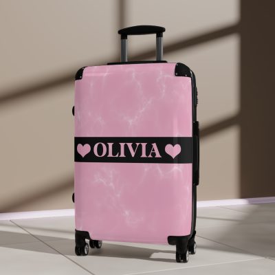 Personalized Name Marble Suitcase - Custom Travel Luggage with Elegant Marble Design and Your Name