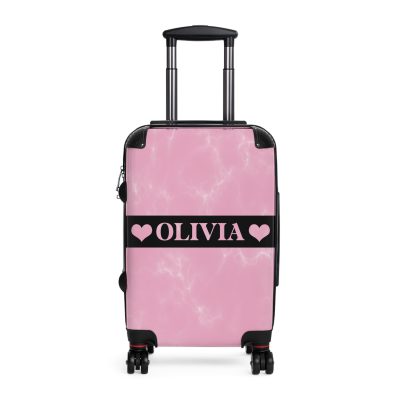 Personalized Name Marble Suitcase - Custom Travel Luggage with Elegant Marble Design and Your Name