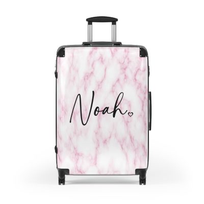 Personalized Name Marble Suitcase - Custom Travel Luggage with Elegant Marble Design and Your Name